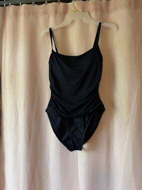La Blanca Island Goddess Ruched Tummy Control One-Piece Swimsuit in Black
